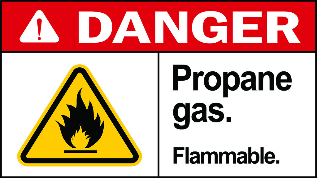 Danger propane gas. Flammable sign. Hazardous Material Signs and